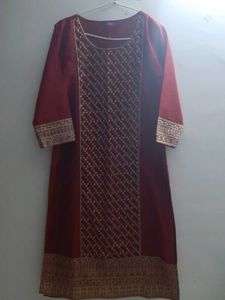 Dark Maroon Heavy Zari Embroidery Kurta