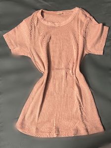 fitted Peach ribbed Top