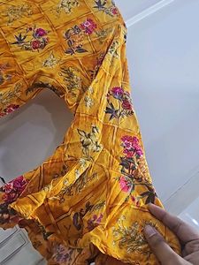 Yellow Floral Print Kurta