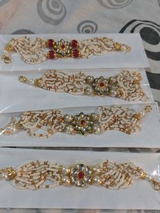 Kundan & Pearl Rakhi Bracelet (Set of 4)