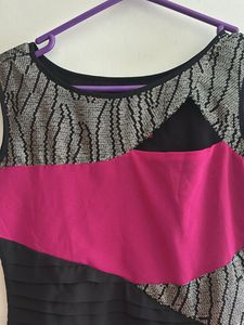 Stylish Pink &amp; Black Maxi Dress