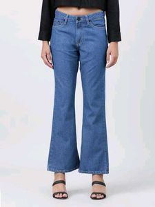Blue Denim Flare Jeans, 36 Size