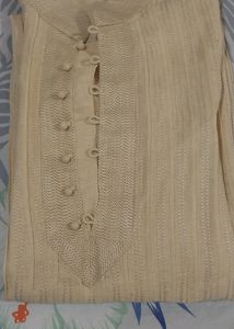 Cream Colour Men's Collared Kurta