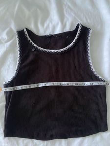 Ribbed Tank with Lace Trim