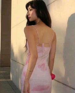 light Pink Controversial Bodycon Maxi Slip Dress