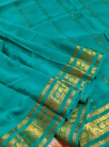 Elegant Teal &amp; Gold Saree