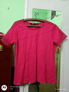 Fig crew neck magenta / rani pink top cutout