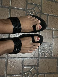 Festive Sale!Metro Black  Velvet Heels For Sale