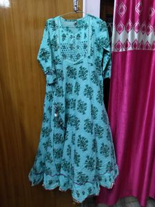 Anarkali Cotton Suit Wth Heavy Tassels