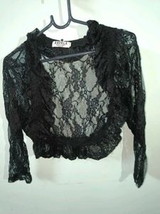 cropped lace cardigan