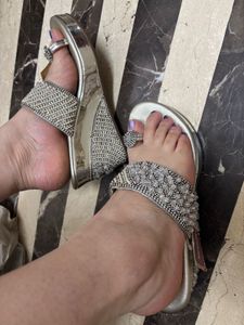 Elegant Silver Embellished Sandals
