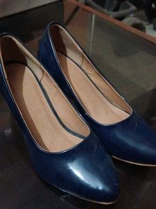 Navy Blue Patent Heels