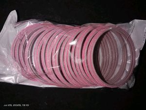 Baby Pink Metal Glossy Velvet Bangles