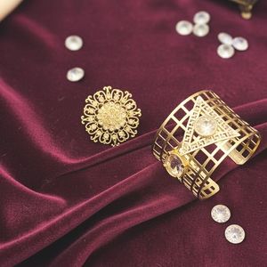 ✨ Regal Gold Hand Jewelry Set: Statement Ring &amp; Cu