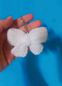 Cute White Bow Keychain