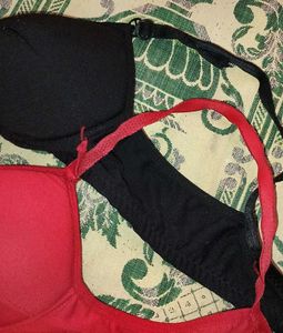 Red &amp; Black Bra Set