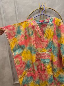 Women Tie &amp; Dye PrintedMaternity Kaftan Midi Dress