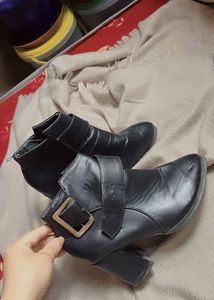 Black Buckle Ankle Boots-SIZE 3