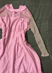 Pink Long Sleeve Mini Dress