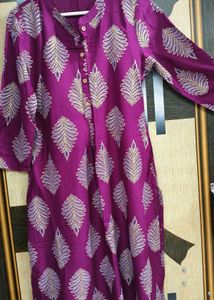 Purple Leaf Print Kurti