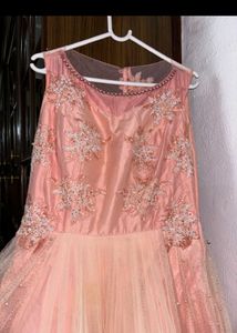 Peach Embellished Tulle Dress