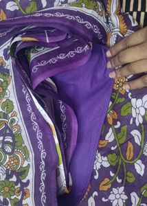 Purple Kalamkari Cotton Fabric