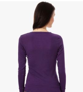 100% Cotton Purple Full Sleeves V Neck Top