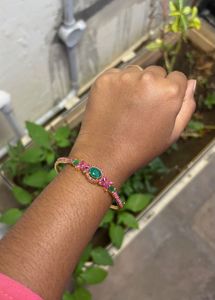 Emerald &amp; Pink Stone Bracelet