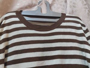 Striped Brown &amp; White Sweater