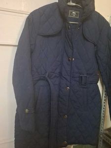Navy Quilted Belted Coat