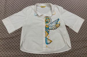 Boxy Digital Print Shirt with Hand Embroidery Coll