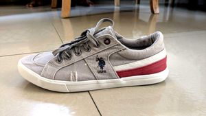 US polo Gray Sneakers with Red Accent