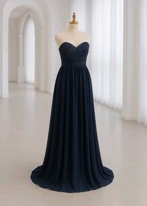 Elegant Navy Beaded Gown