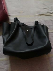 Black Faux Leather  Bag