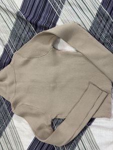 Beige Ribbed Knit Top - new and never wore