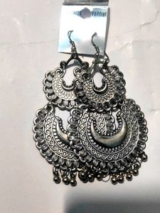 Oxidised Ear Long Jhumkas