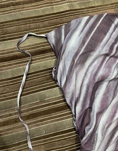 URBANIC Swirl Purple-Grey Tie Knot Dress