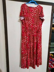 Negotiable Red Floral Midi Dress