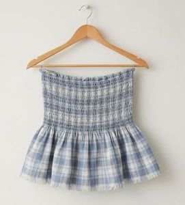 Blue Plaid Tube Top