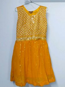 Yellow Sharara Pants with Silver Detail