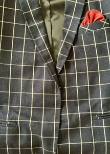 Greenfibre Men Blue Checked Blazer - 44