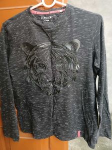 Pantaloons Gray Graphic Print Tee