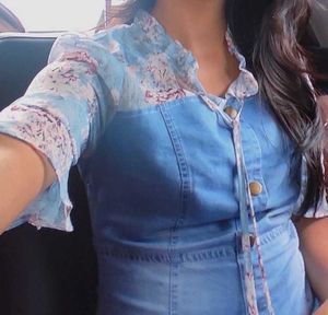 Ttrending Denim &amp;floral dress