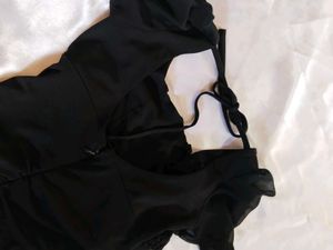 Sheer Sleeve Black Mini Dress