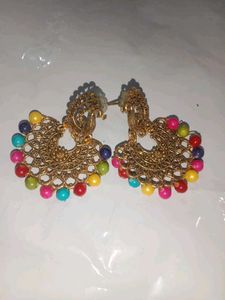 Colorful Beaded Jhumka Earrings
