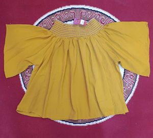 Mustard Smocked Neck Top