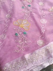 Embroidered Lavender Saree