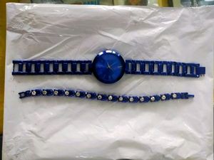 Watch And Bracelet Combo- Blue