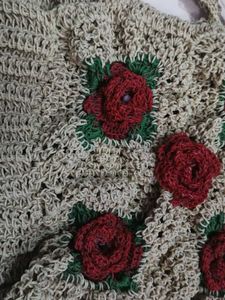 Crochet Floral Tote Bag,