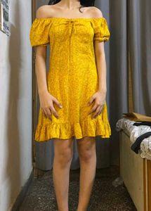 Berry Lush Yellow Floral Ruffle Mini Dress